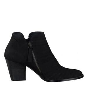 PAUL GREEN MALIBU SLICED ZIP ANKLE BOOTIES BLACK NUBUCK NWOB SIZE 8.5